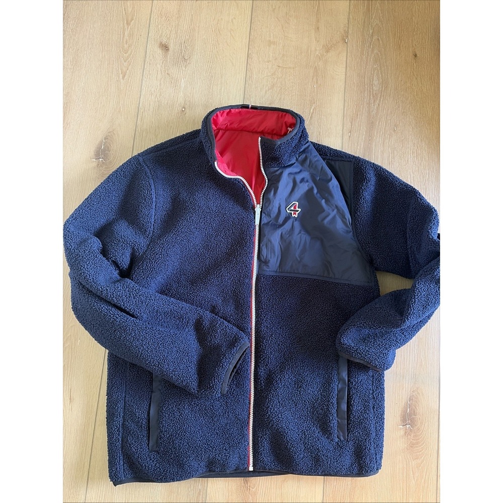 FOUR LAPS 4LAPS Men's Reversible Jacket Size Medium Red Navy Golf Sherpa